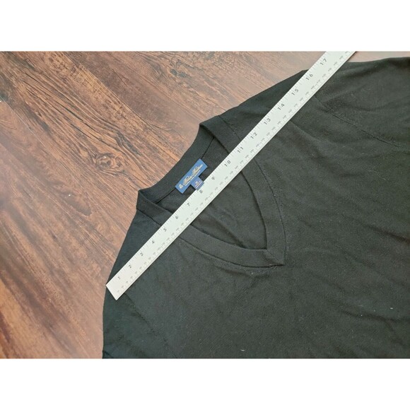 Brooks Brothers Sweater Men's Medium Black Extra Fine Merino Wool V Neck - Picture 4 of 10